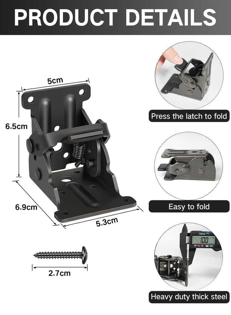 GOOGO 4 Pack Folding Brackets, Lock Extension Support Bracket Foldable Self Lock Hinges with Screws for Table Bed Leg Feet - Image 2