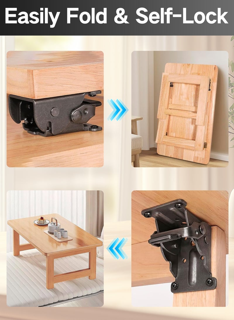 GOOGO 4 Pack Folding Brackets, Lock Extension Support Bracket Foldable Self Lock Hinges with Screws for Table Bed Leg Feet - Image 4