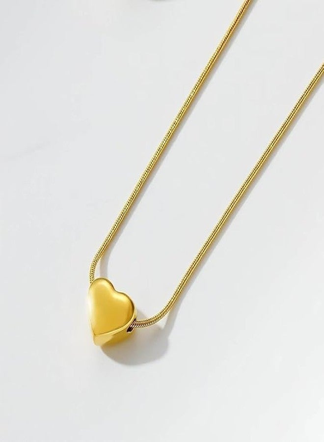 MEENAZ Heart Pendant Necklace for Woman Girls | 18K Gold Plated Snake Chain | Anti Tarnish Stainless Steel Jewellery | Stylish Valentine Gift Locket Necklace for Woman | Fashion Chains Waterproof -163 - Image 4