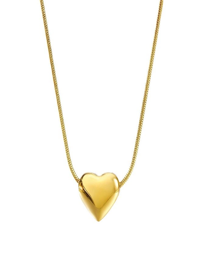MEENAZ Heart Pendant Necklace for Woman Girls | 18K Gold Plated Snake Chain | Anti Tarnish Stainless Steel Jewellery | Stylish Valentine Gift Locket Necklace for Woman | Fashion Chains Waterproof -163 - Image 1