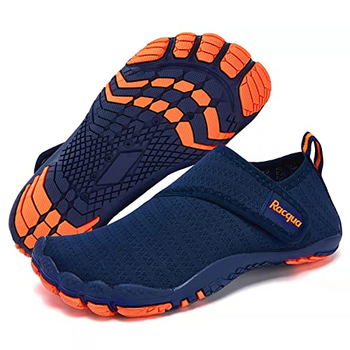Racqua Boys Water Shoes Kids Lightweight Quick Dry Beach Swim Pool Sport Shoes Barefoot Walking Boating Surfing Aqua Shoes Little Kid Blue/Orange 13 - Image 1