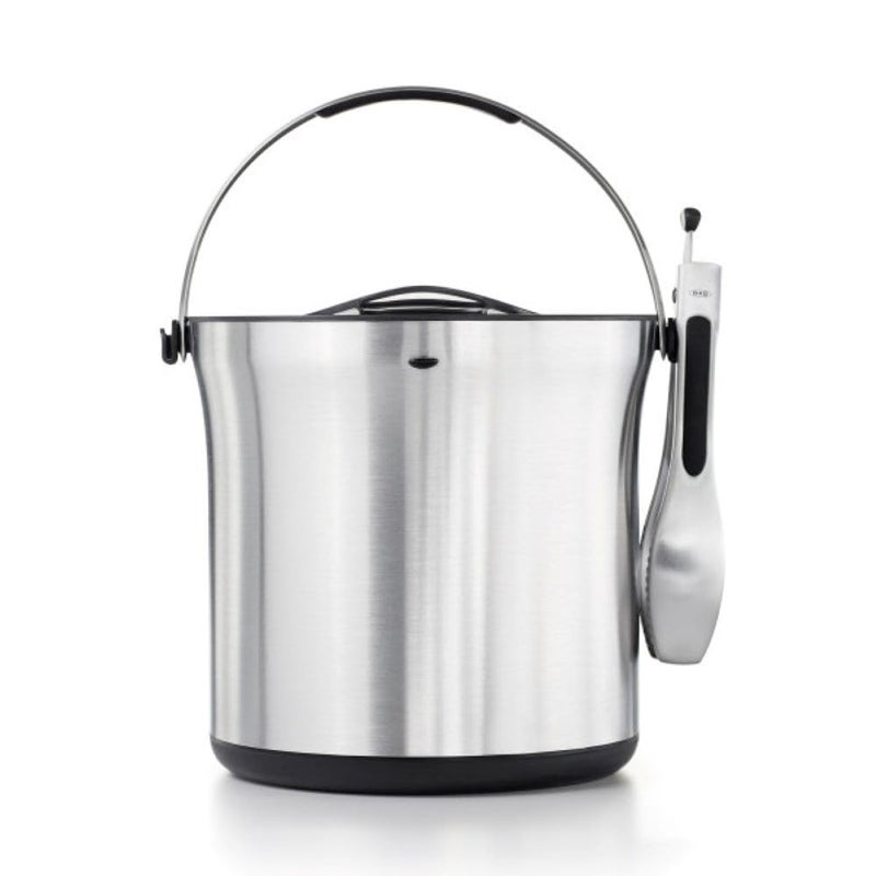 OXO OXO Ice Bucket and Tongs Set - Brushed Stainless Steel  - Image 1