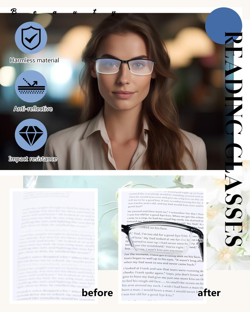 Copkim 30 Pcs Reading Glasses Men Bulk Blue Light Blocking Spring Hinges Half Frame Reading Glasses For Men Women(Black 2.5X) - Image 5