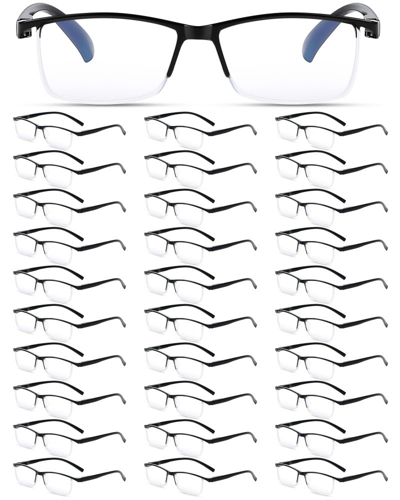 Copkim 30 Pcs Reading Glasses Men Bulk Blue Light Blocking Spring Hinges Half Frame Reading Glasses For Men Women(Black 2.5X) - Image 1