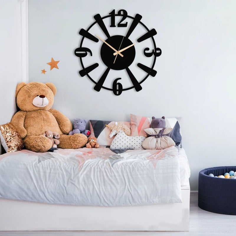 Reyox Material Metal Wall Clock Big Size Wall Clock Modern Clocks for Living Room Stylish Wall Clocks for Home Antique Big Size Modern Wall Watch for Home DecorBlack40 cm DA108