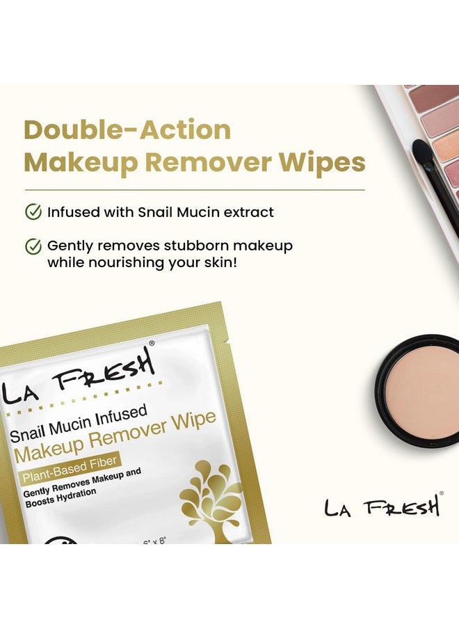 LA FRESH LA Fresh Snail Mucin Facial Cleansing Wet Wipes - Double-Action Travel Makeup Remover Wipes, Oil-free, Non-Greasy Wet Wipes, 25-Pack  - Image 2