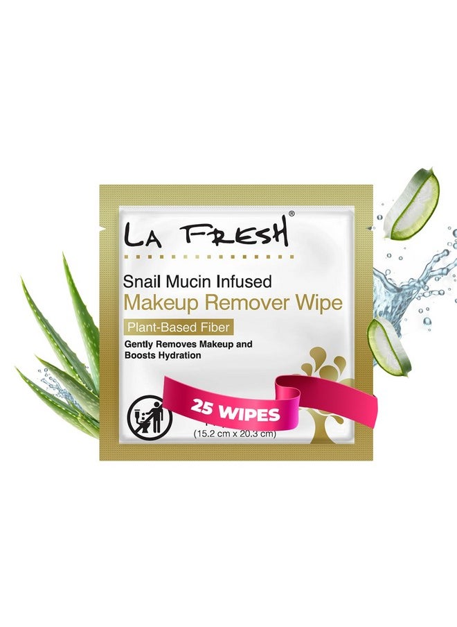 LA FRESH LA Fresh Snail Mucin Facial Cleansing Wet Wipes - Double-Action Travel Makeup Remover Wipes, Oil-free, Non-Greasy Wet Wipes, 25-Pack  - Image 1