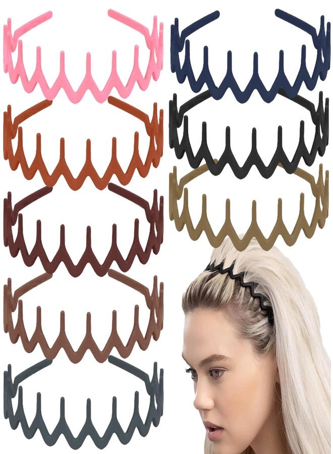 لابوهي مجموعة لابوهي من 8 قطع من عصابات الرأس البلاستيكية الأنيقة غير القابلة للانزلاق مع مشط واسع الأسنان، متعددة الألوان، إكسسوارات شعر رفيعة للنساء والرجال والفتيات المراهقات، وعصابات شعر موراندي على شكل موجة للشعر الكثيف - Image 1