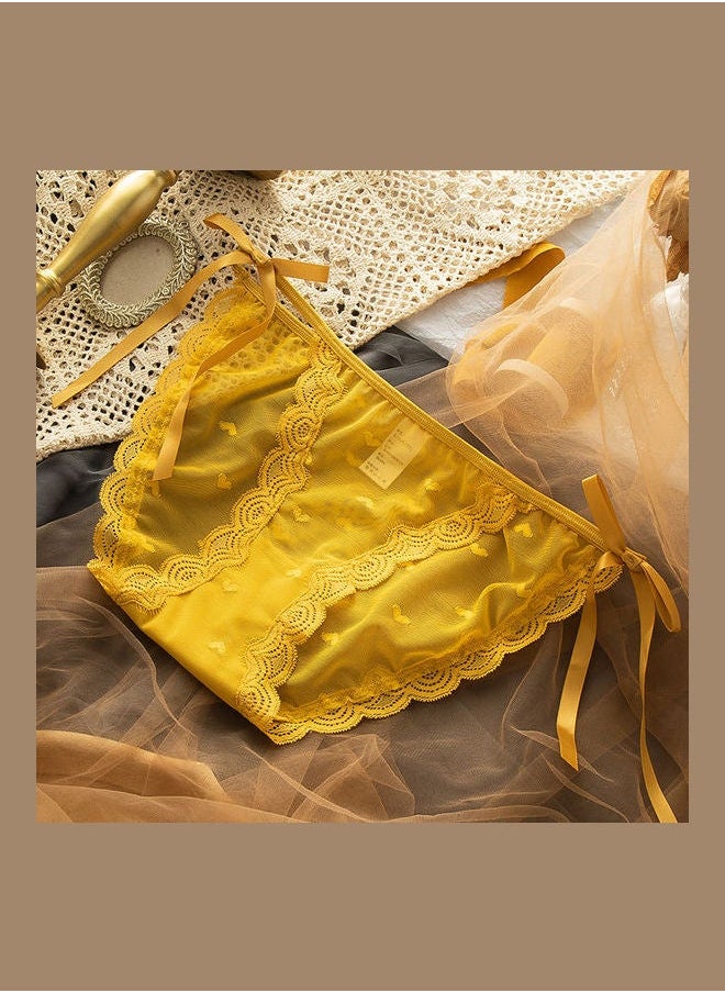NIBEMINENT Bowknot Lace-Up Panty Yellow  - Image 2