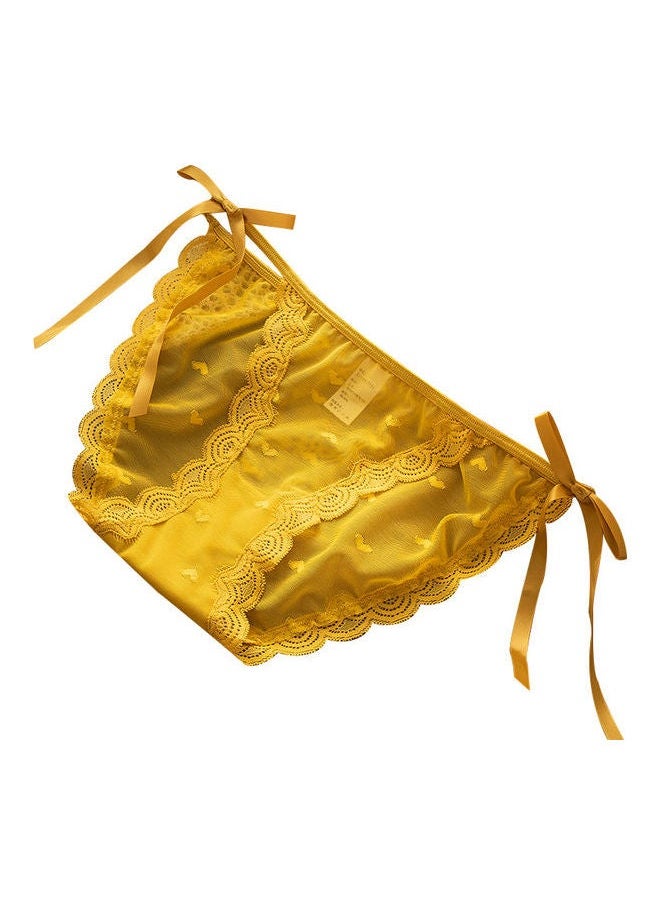 NIBEMINENT Bowknot Lace-Up Panty Yellow  - Image 1