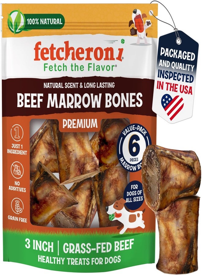 FETCHERONI Beef Marrow Bones for Dogs, 3" Bone, Long Lasting Stuffed Treats, Tasty and Healthy Snack for Small and Medium Sized Pets, (6 Pack) - Image 1
