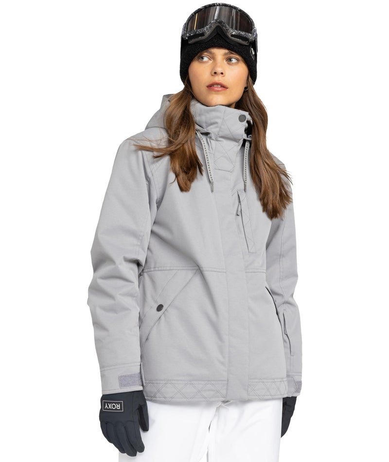 Roxy Women's Billie Jacket – 10K Waterproof Snow Jacket, Tailored Fit, PFAS-Free, Insulated, Grey, Large - Image 1