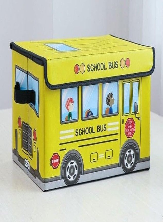 KitchDeco Kitch Deco™ Kids School Bus/Sitting Stool/Storage Box/Playing Toy Storage Box (Pack of1) (Yellow) - Image 1
