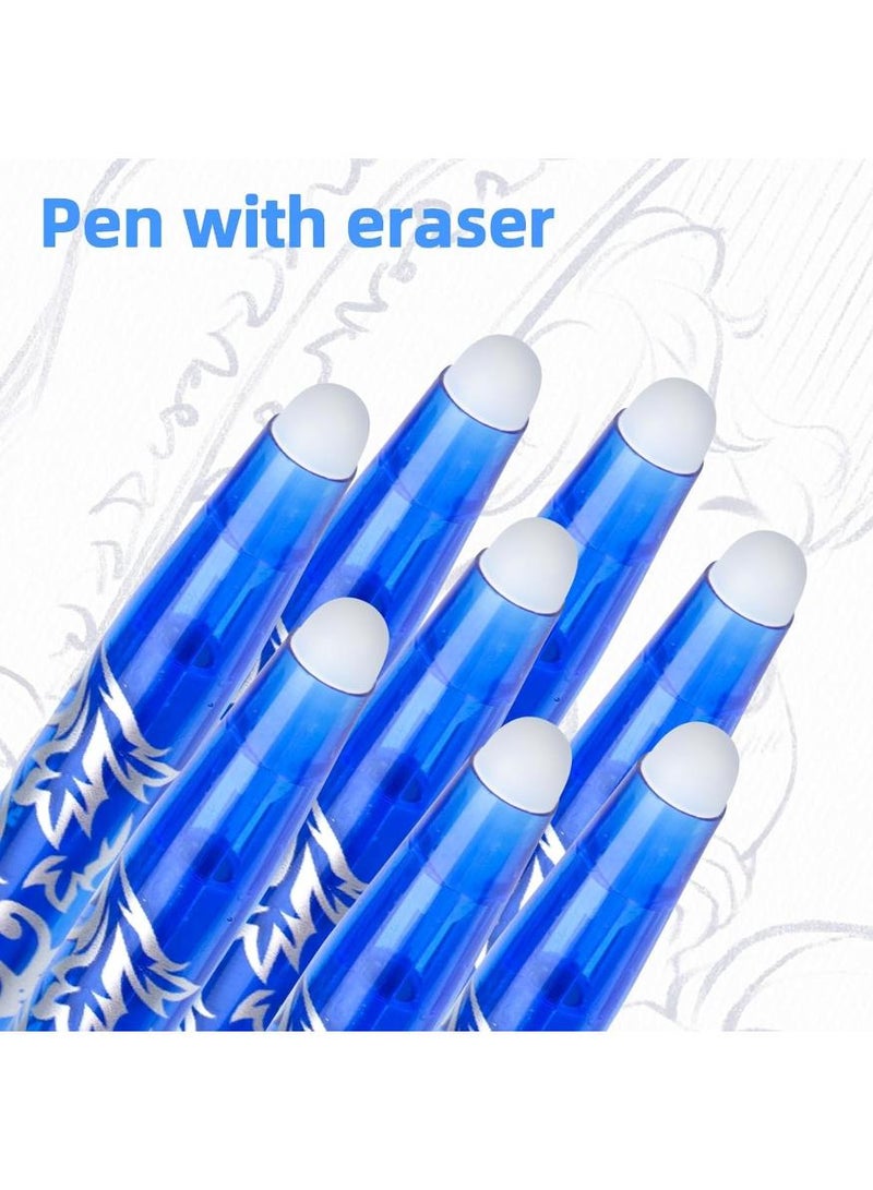 PAPERSAY 8PCS Erasable Pens, Erasable Ballpoint Pen, Blue Erasable Pens ,0.5 mm Erasable Pen for School Supplies, Office ,Supplies Students - Image 4