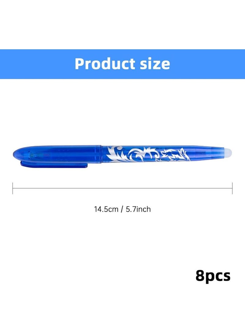 PAPERSAY 8PCS Erasable Pens, Erasable Ballpoint Pen, Blue Erasable Pens ,0.5 mm Erasable Pen for School Supplies, Office ,Supplies Students - Image 2