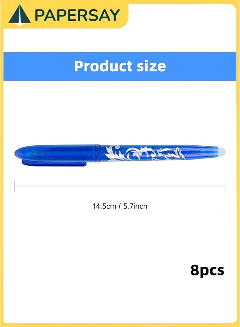 PAPERSAY 8PCS Erasable Pens, Erasable Ballpoint Pen, Blue Erasable Pens ,0.5 mm Erasable Pen for School Supplies, Office ,Supplies Students - Image 2