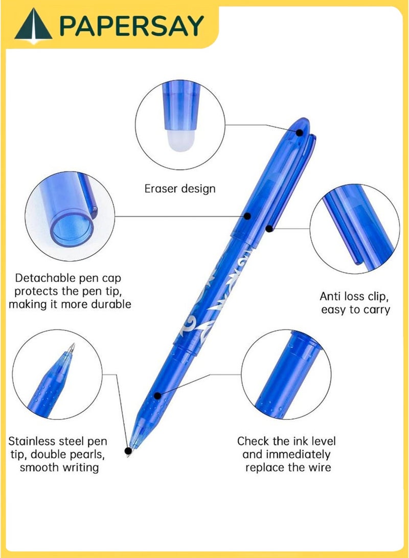 PAPERSAY 8PCS Erasable Pens, Erasable Ballpoint Pen, Blue Erasable Pens ,0.5 mm Erasable Pen for School Supplies, Office ,Supplies Students - Image 3