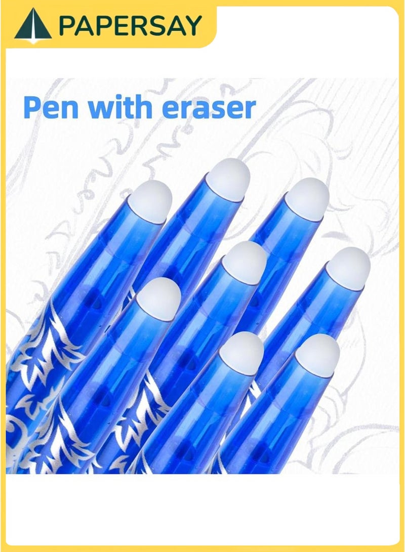 PAPERSAY 8PCS Erasable Pens, Erasable Ballpoint Pen, Blue Erasable Pens ,0.5 mm Erasable Pen for School Supplies, Office ,Supplies Students - Image 4