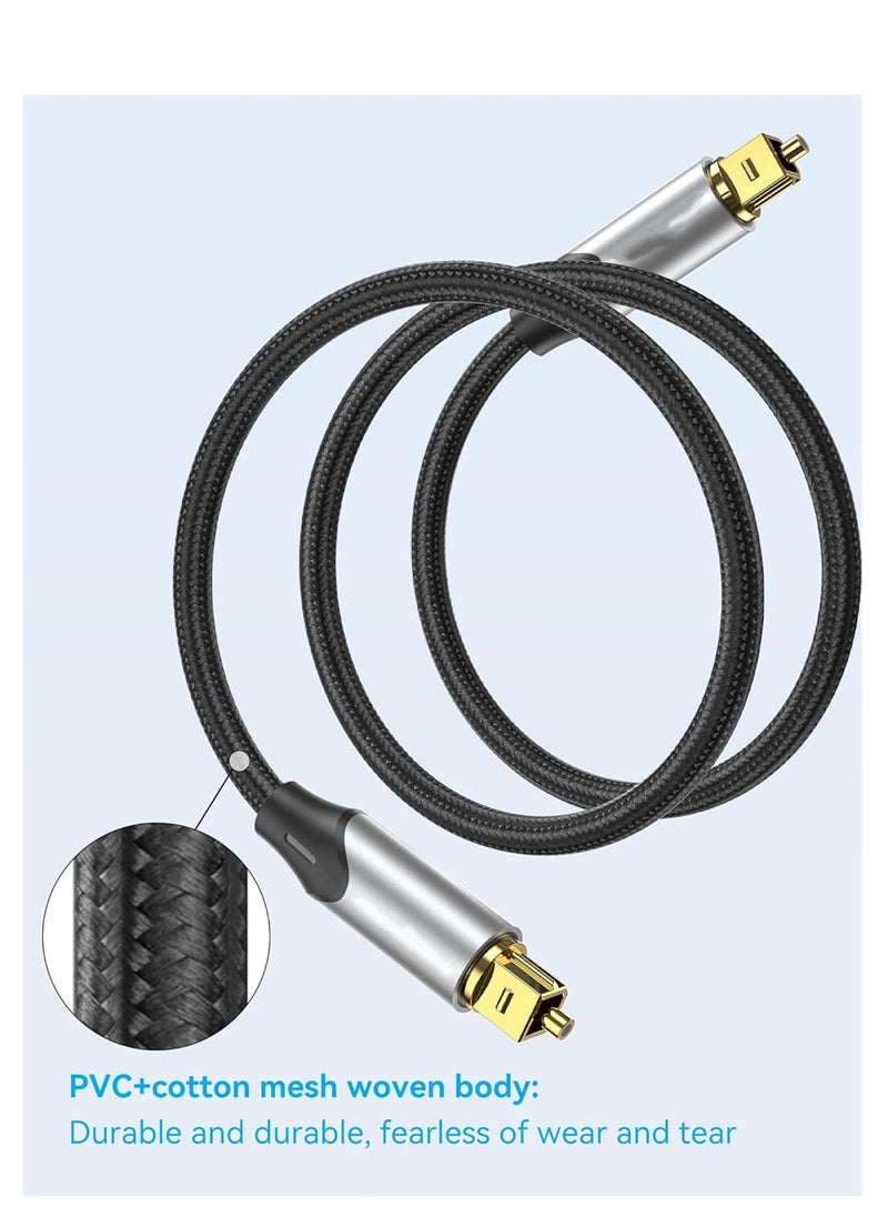 KASTWAVE - Digital Optical Audio Cable 3.3ft Nylon Braided Fiber, Slim Metal Case, Gold Plated Plug, Toslink Fiber Optic Audio Cable for Sound Bar TV PS4 S*msung Vizio Bose LG, 1 Pcs - Image 1