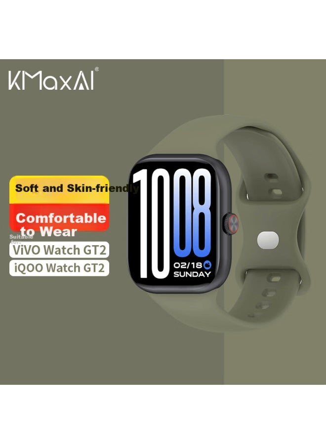 Kmaxai Silicone Strap For Vivo Watch Gt2 Iqoo Gt2 Sports Watch Band Uni Dopamine Replacement Wristband Military Green - Image 1