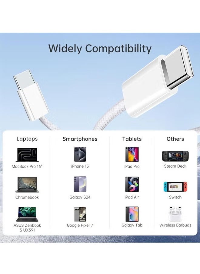 NIPUDUN Pack Of 8 USB-C To USB Type-C Cable 60W PD Charging Cable 2M White  - Image 4