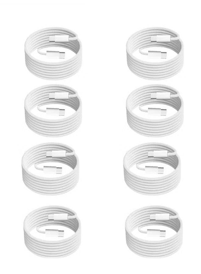 NIPUDUN Pack Of 8 USB-C To USB Type-C Cable 60W PD Charging Cable 2M White - Image 1