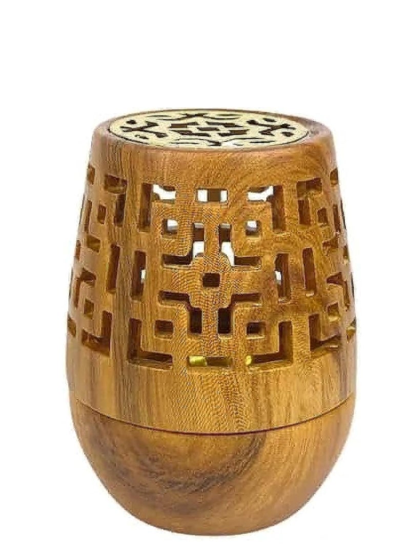 Charcoal and incense burner, brown/gold, 10 cm - Image 1