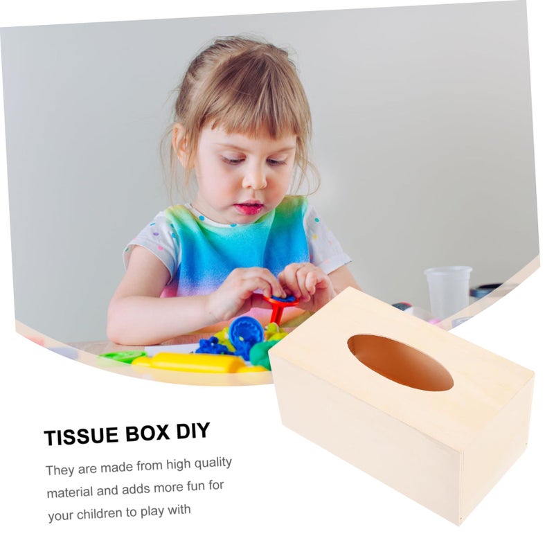 Wooden Tissue Box Holder DIY Craft Kit For Kids Home Decorative Napkin Case - Image 3