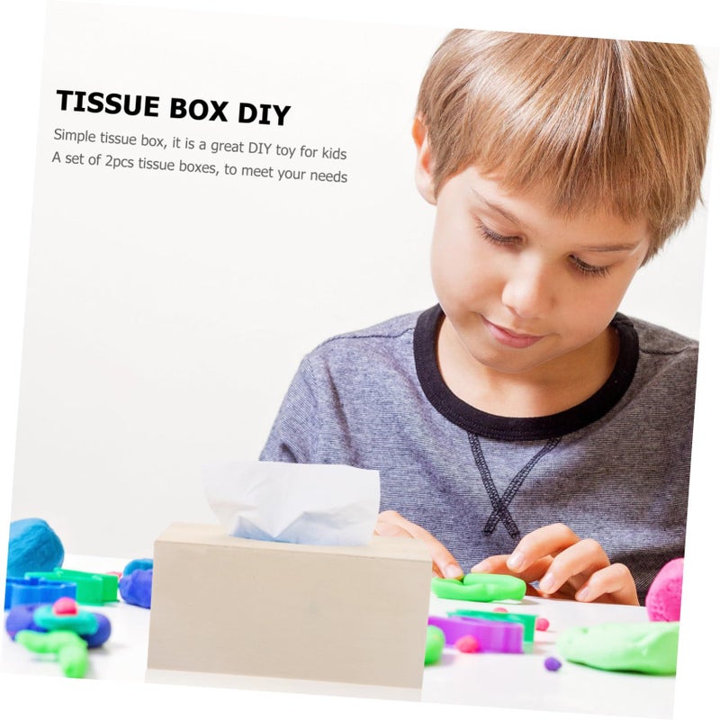 Wooden Tissue Box Holder DIY Craft Kit For Kids Home Decorative Napkin Case - Image 5