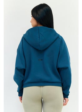 Adidas Women Sportswear Fit Long Sleeve Outdoor Hoodie, Dark Teal Blue  - Image 3