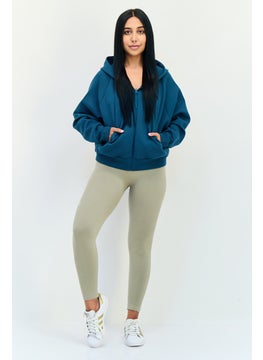 Adidas Women Sportswear Fit Long Sleeve Outdoor Hoodie, Dark Teal Blue  - Image 4