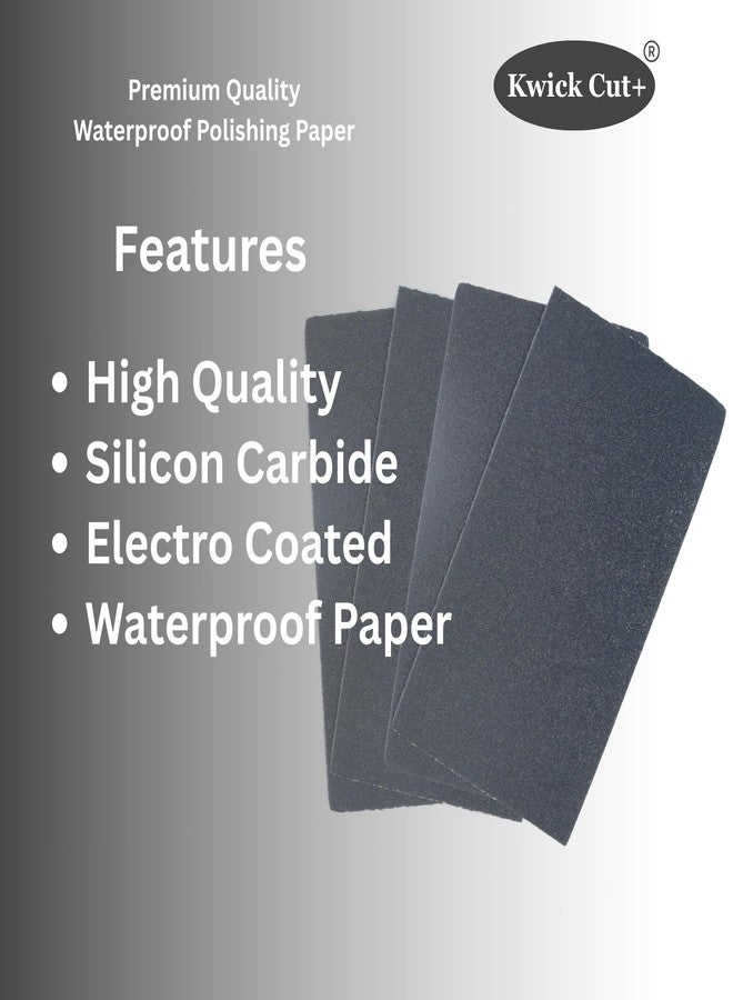 KWICK CUT + KWICK CUT+® 80 Grit Waterproof Abrasive Sheets | Pack of 4 | 120mm x 230mm (12cm x 23cm) | Silicon Carbide Sanding Sheets for Metal, Wood, Paint & Rust Removal | Electro Coated Emery Paper Sheets - Image 5