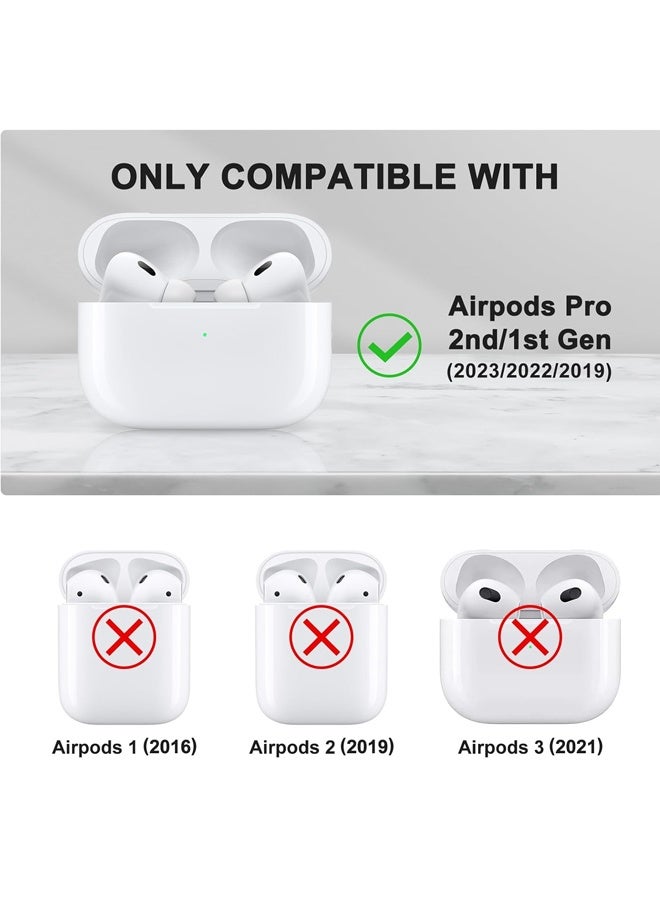 Airpods Pro 2 Generation Case Cover, Military Hard Shell Protective Armor with Lock, Front LED Visible, Black - Image 3