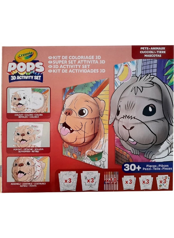 Crayola - Pops Super Set - Pets | Creative Building Kit for Kids - Includes 3 Extra-Large Pops Cards (30x37cm) and 3 Large Pops Cards (25x21.6cm) - 7 Skinny Markers | Ages 6+ - Image 3