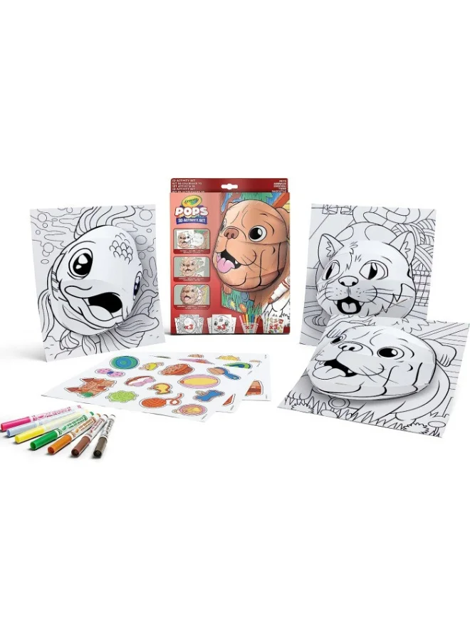 Crayola Crayola - Pops Super Set - Pets | Creative Building Kit for Kids - Includes 3 Extra-Large Pops Cards (30x37cm) and 3 Large Pops Cards (25x21.6cm) - 7 Skinny Markers | Ages 6+