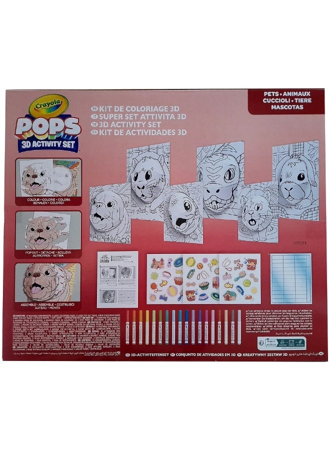 Crayola - Pops Super Set - Pets | Creative Building Kit for Kids - Includes 3 Extra-Large Pops Cards (30x37cm) and 3 Large Pops Cards (25x21.6cm) - 7 Skinny Markers | Ages 6+ - Image 2