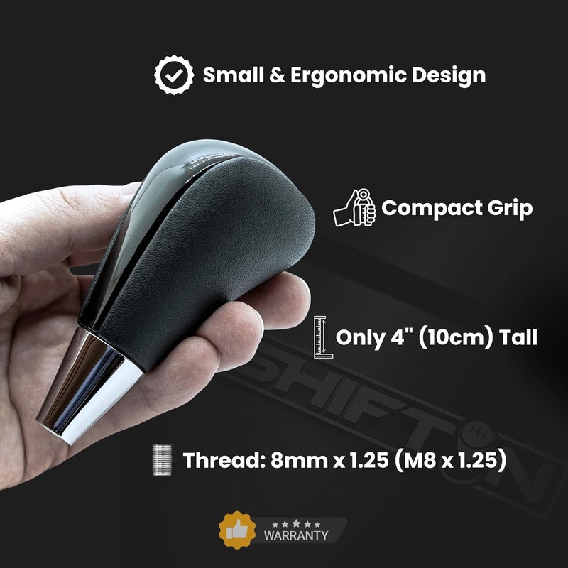 SHIFTIN مقبض نقل الحركة من الجلد والخشب لتويوتا أفالون يارس 4رانر لاند كروزر سيينا كامري سولارا تاكوما ولكزس ES300 ES330 GS300 GS400 GS430 SC300 SC400 (جلد أسود/أسود لامع) - Image 2