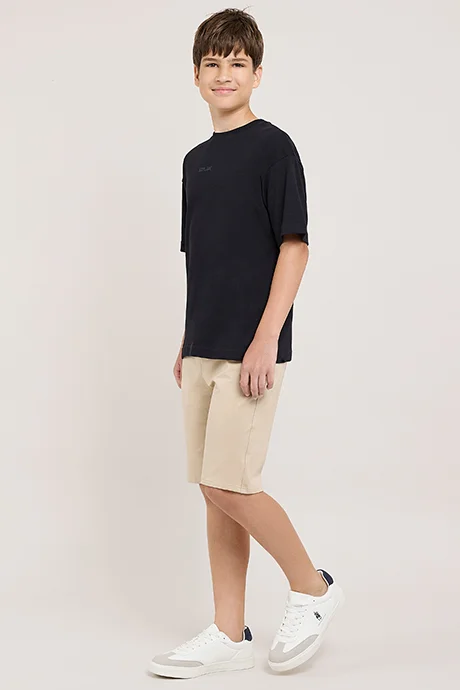 R&B Solid Shorts with Drawstring Waist