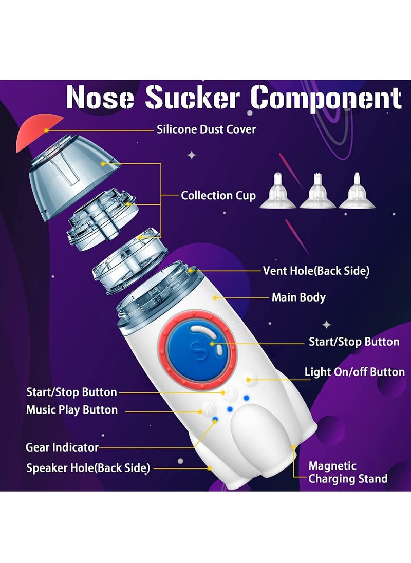 Arabest Nasal Aspirator for Baby, Electric Nose Aspirator for Toddler, Automatic Nose Cleaner with 3 Silicone Tips, Adjustable Suction Level, Music and Light Soothing Function(small rocket)  - Image 4