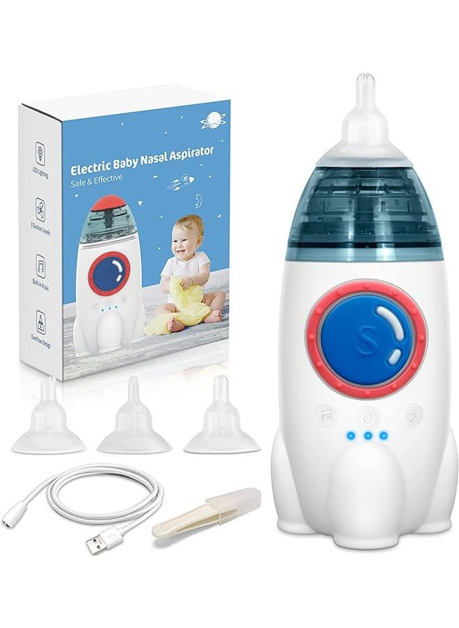 Arabest Nasal Aspirator for Baby, Electric Nose Aspirator for Toddler, Automatic Nose Cleaner with 3 Silicone Tips, Adjustable Suction Level, Music and Light Soothing Function(small rocket)  - Image 1