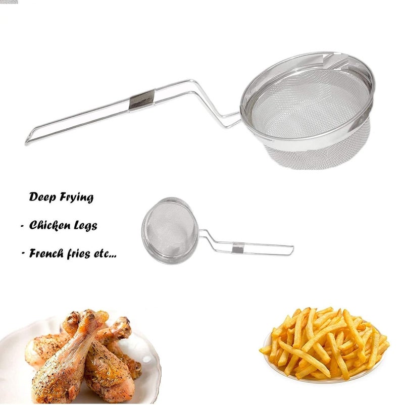 Foliam Stainless Steel Deep Fry StrainerOil Strainer for Kitchen Puri Wire Skimmer with Spiral MeshPuri Jhara 16 Cms - Image 5
