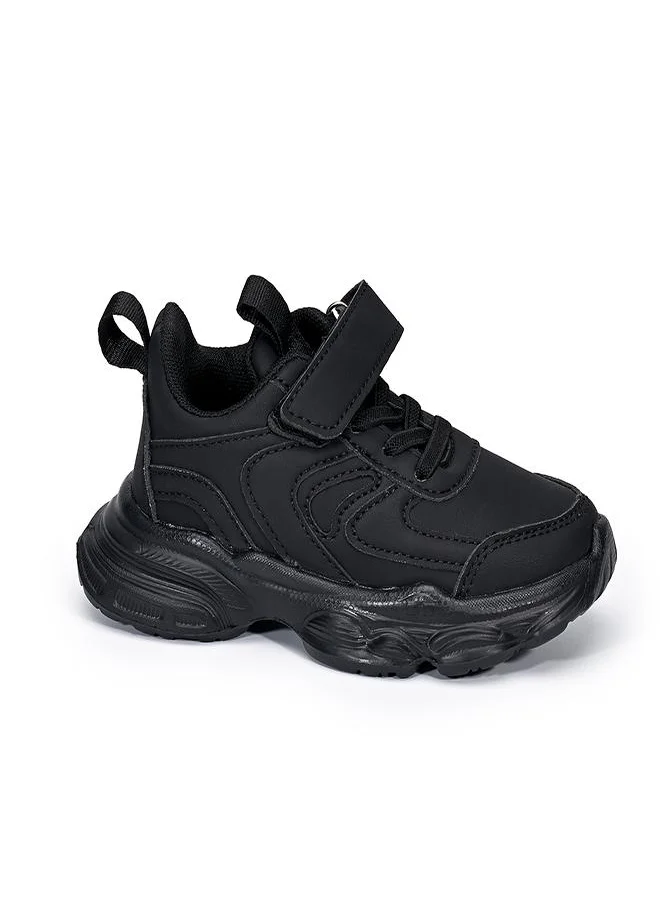 babyqlo Black Sport School Sneakers with Loop Tab