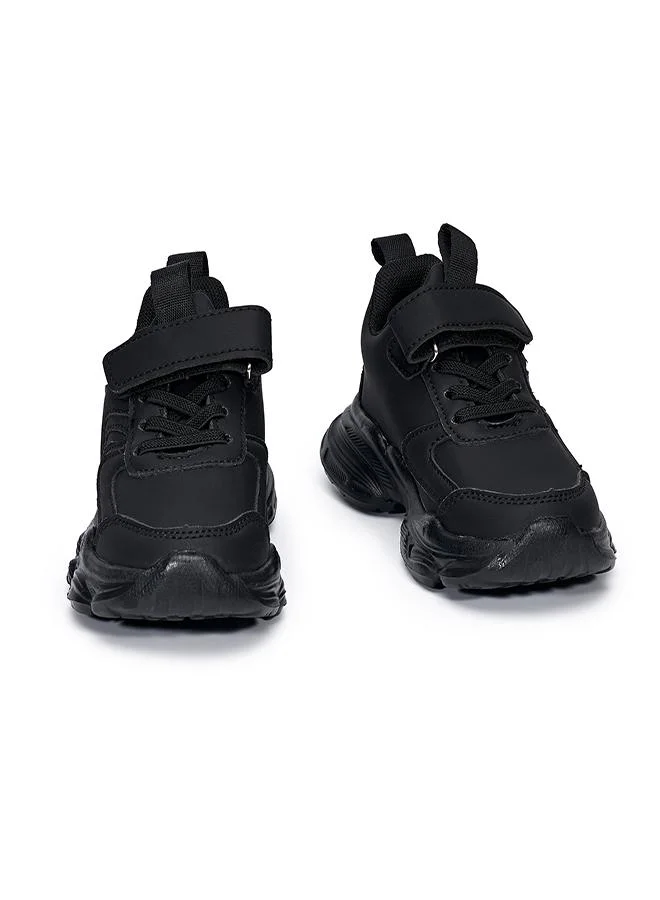 babyqlo Black Sport School Sneakers with Loop Tab