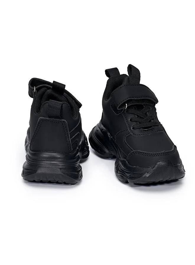 babyqlo Black Sport School Sneakers with Loop Tab