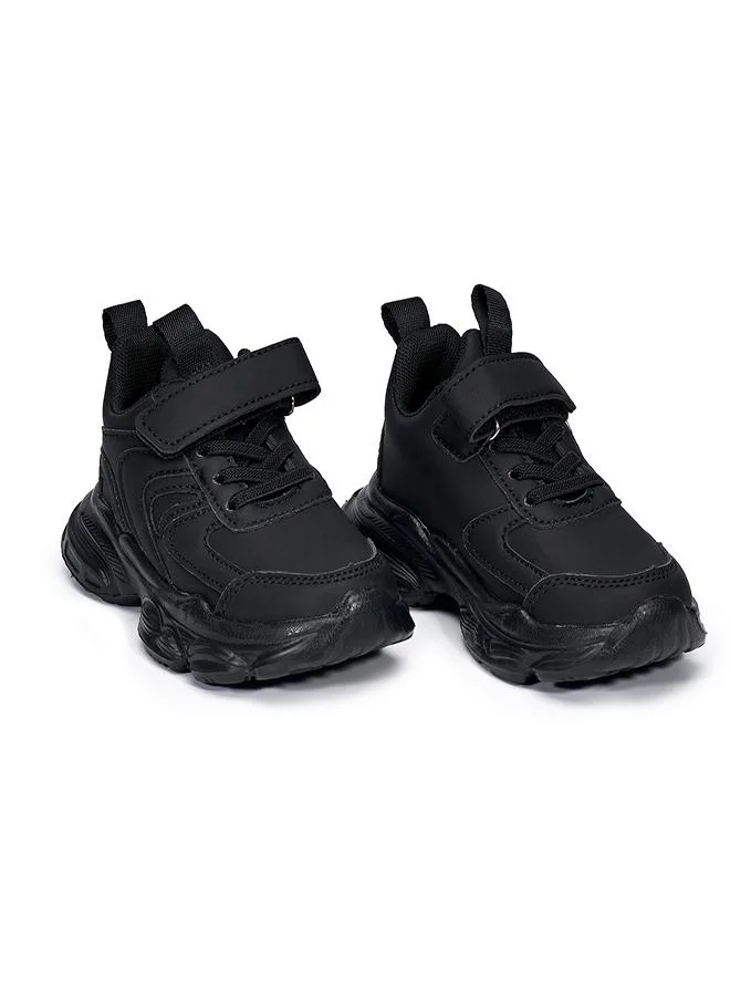 babyqlo Black Sport School Sneakers with Loop Tab