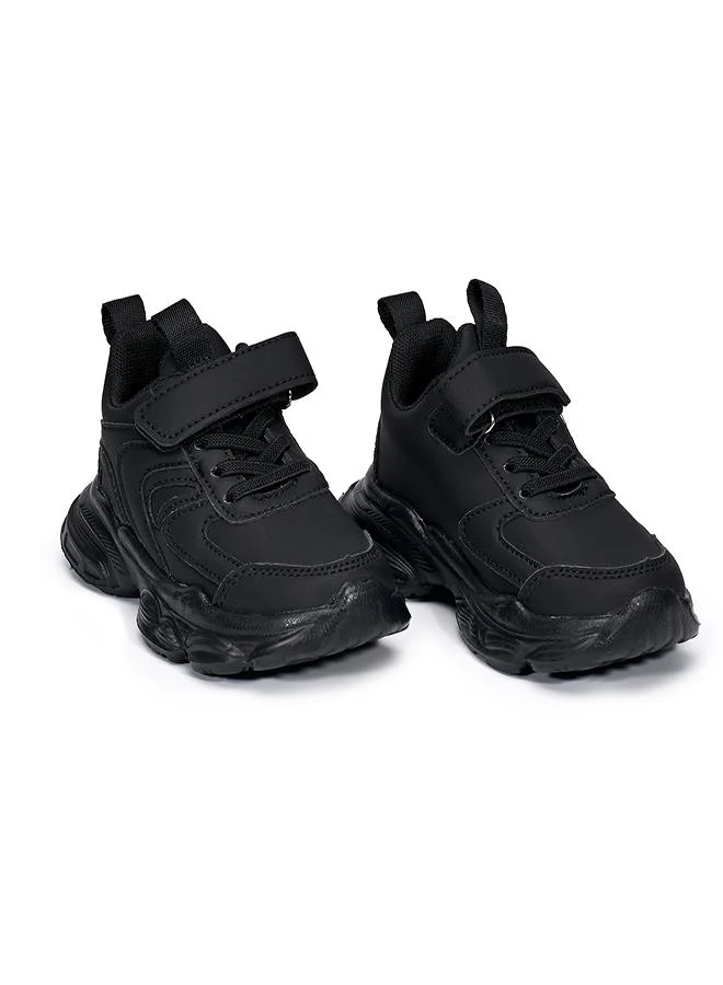 babyqlo Black Sport School Sneakers with Loop Tab