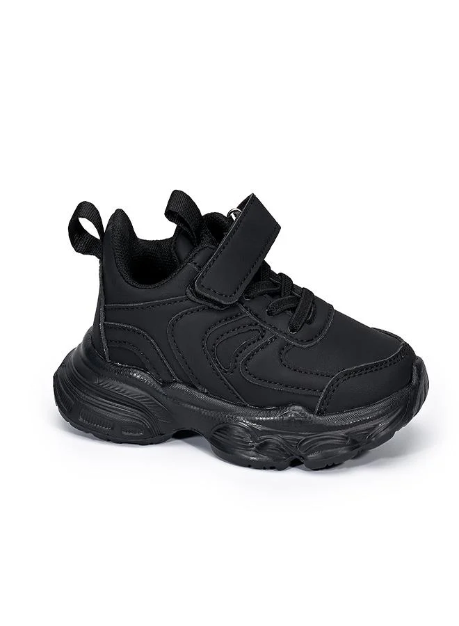 babyqlo Black Sport School Sneakers with Loop Tab