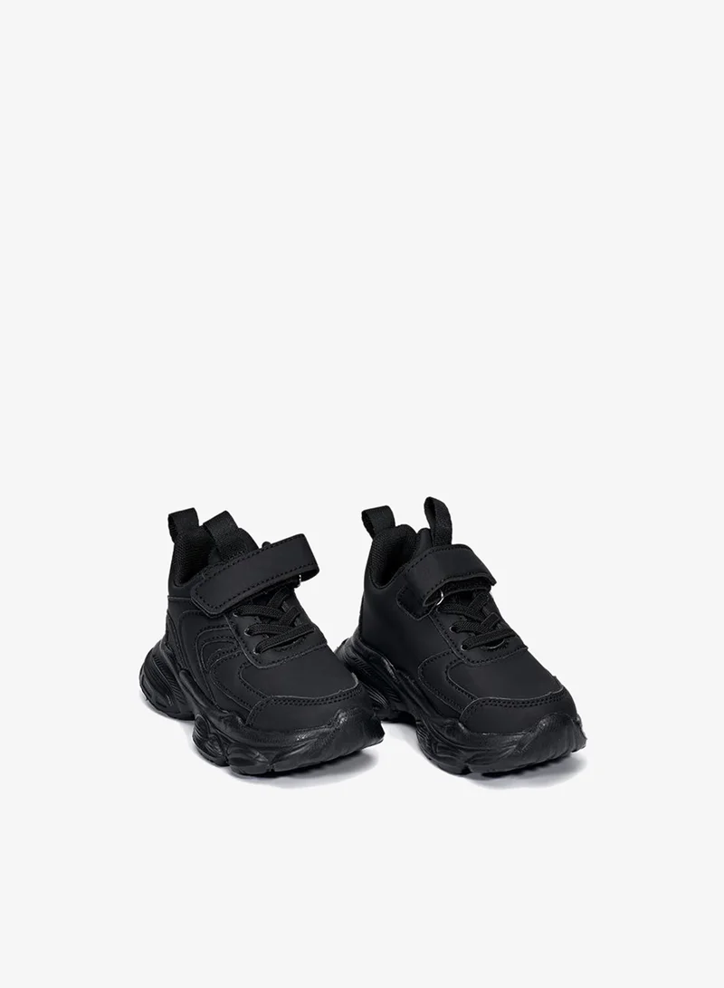 babyqlo Black Sport School Sneakers with Loop Tab