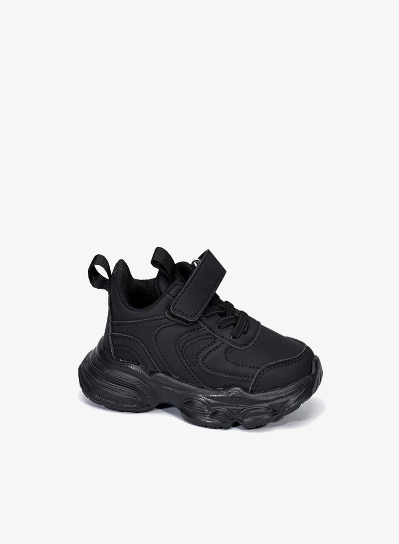 babyqlo Black Sport School Sneakers with Loop Tab - Image 2