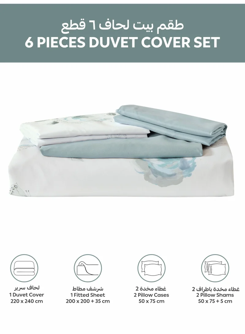 Donetella Digital Print Duvet cover Set, King Size 220x240 cm - 6-Pcs Bed Set, ,Emirate Collection, Microfiber - 1 Duvet Cover, 1 Fitted Sheet, 2 Pillow Shams, 2 Pillowcases (Filler Not Include)